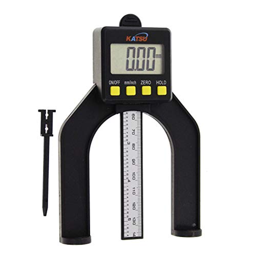 Tiefenmesser, KATSU 0-80mm Profiltiefenmesser Digitaler Tiefenmesser Höhen undTiefen Messwerkzeug für Trimmer Router Holzbearbeitung Fräser Tischkreissäge - großer Bildschirm