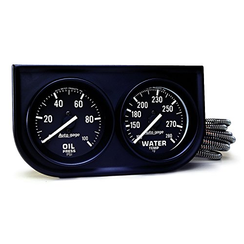 AUTO METER 2392 Autogage Öl-/Wasseranzeige, schwarz, mit Stahlkonsole, regulär, 5,9 cm