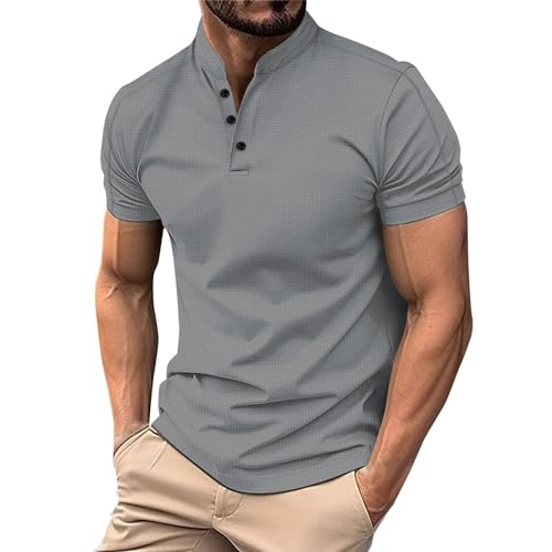 Rumity Herren Poloshirt mit Reißverschluss Revers T-Shirt Streetwear Tops Vintage Frühling Sommer Kurzarmshirt Polohemd Baumwoll Polo Polo Shirt Poloshirt Herren Kurzarm Schwarz 3XL