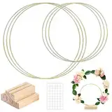 6 Stück Dekoring Mit Fuß Set, Metallring Mit Fuß, Deko Ring Mit Ständer, Dekoring, Metallringe Zum Basteln 10cm, Deko Ring, Metallringe Zum Basteln 20cm, Metallring Mit Standfuß, (Gold, 20cm+10cm)