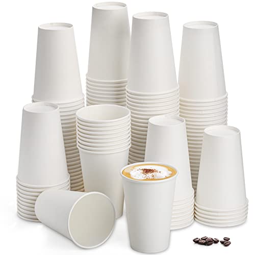 Tebery 200 Stück 360ml Einwegbecher Kaffeebecher Hochwertiger Hitzebeständiger 12oz Coffee-To-Go Papier Tassen Edles Design Papierbecher Für Cappuccino Latte Macchiato Milchkaffee