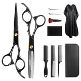NEUTYPECHIC 11 Stück Friseurschere Set, Professionelle Haarschere Friseurschere Superscharf, Schere Haare Schneiden, Haarschneideschere Set mit Friseurumhang Geeignet für Frauen, Männer, Kinder