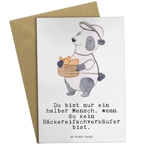 Mr. & Mrs. Panda Grußkarte Bäckereifachverkäufer Herz - Geschenk, Glückwunschkarte, Beruf, Backwarenverkäufer, Klappkarte, Brotmanufaktur,