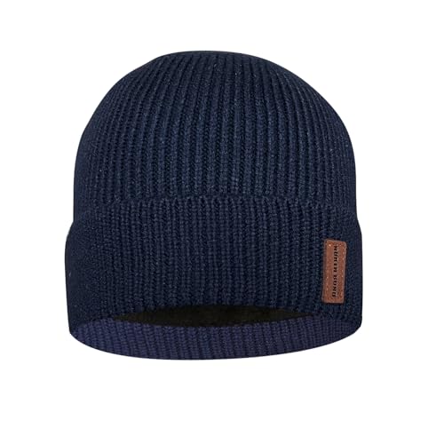 North Bund Winter Beanie Mütze Herren Damen Strickmütze Unisex Dickes Warmfutter Wintermütze Dehnbarer weicher Innerline Hut Dunkel blau