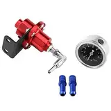 Kraftstoffdruckregler-Kit, universeller Aluminium-einstellbarer FPR-Kraftstoffdruckregler mit Manometer für Auto-Auto(rot)