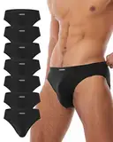 FORVEVO 7er Pack Unterhosen Herren Slip Baumwolle, Atmungsaktive Unterhosen Männer, Klassischer Weich Unterwäsche mit Tasche, Stretch, Ohne Etikett(L,Schwarz)