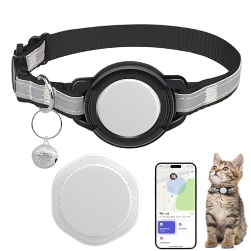 A JIARUI Cat Tracker GPS Tracker für Katzen Keine monatliche Gebühr Funktioniert mit Apple Find My (nur iOS) GPS Ortungsgerät mit abbrechbarem Halsband für Katzen (1 Pack)