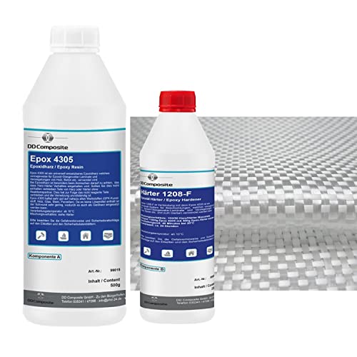 Epoxidharz 750g mit 1m² Rovinggewebe 300g/m² Leinwandbindung zur Verstärkung und Herstellung stabile Laminate, für Reparaturen, Fahrzeugbau, Formenbau