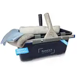 PureCLN Fensterputzer Set Professional 7tlg, Fensterreiniger Set mit Komfort-Halterungen, Fensterreinigung Schnell und Einfach, Fensterputz Set mit Eimer, Abzieher, Einwascher, 2X Mikrofasertuch