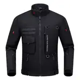 RIDEIRON Motorradjacke Herren alle Jahreszeiten mit CE-Schulter- und Ellenbogenpolstern, herausnehmbarem Innenfutter, winddichtem Motorradschutz Schwarz XL
