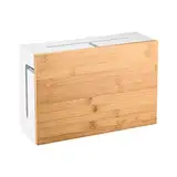 Kabelmanagement-Box mit magnetischem Bambus-Deckel und Kabelbindern- Elegante, langlebige Kabel-Organisationsbox zum Verstecken von Kabel und Steckdosenleisten- Wandmontierbare Kabelbox - Weiss