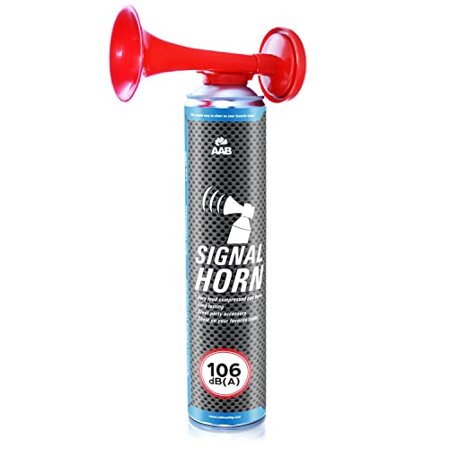 1x AAB Signal Horn, 106 dB(A) Bis Zu 320 Kurze Pieptöne Mit Nicht Brennbarem Gas, Tröten Fussball Fanartikel, Laut Air Horn, Druckluftfanfare, Tröte, Gashupe, Yacht, Auto, Drucklufttröte, Gashupen