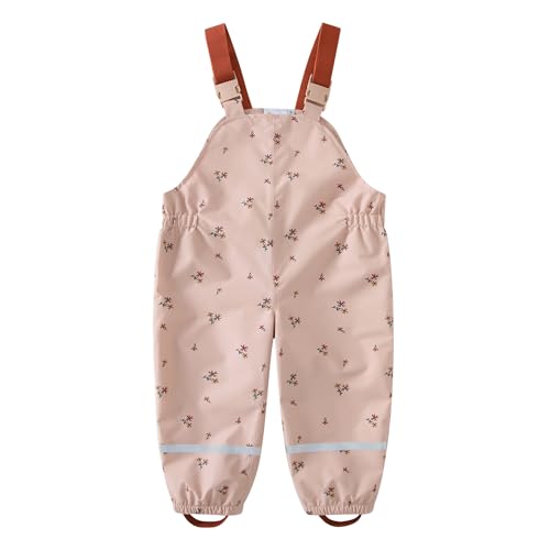 DAWILS Jungen Regenhose Mädchen Regenlatzhose Kinder Blumen Wind- und wasserdichte Matschhose Baby Hosenträgern Buddelhose Regenlatzhose 2 Jahre