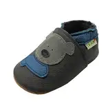 SAYOYO Weicher Leder Lauflernschuhe Krabbelschuhe Babyhausschuhe Kleinkind Lederschuhe Jungen und Mädchen, 23/24 (18-24) XL Monate, Grau