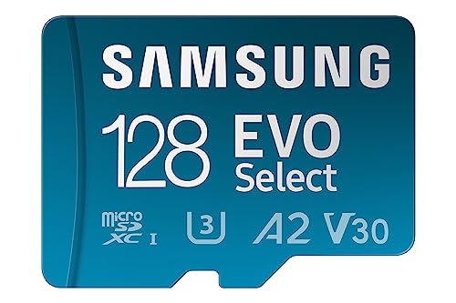 Samsung EVO Select (2021) microSD-Karte + SD-Adapter, 128 GB, Speicherkarte für Smartphone und Tablet, UHS-I U3, Full HD, 130 MB/s Lesen, MB-ME128KA/EU