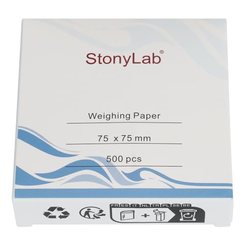 stonylab Wiegepapier, 75 x 75 mm Stickstofffreie Probe Wägepapier Waage Papier Analysenwaage Papier Wägepapier für Laborforschung, 500er Pack