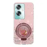 Rnrieyta Miagon Treibsand Ständer Hülle Glitzer für Oppo A79 5G,Cute Dünn Crystal Schutzhülle Weiches Bling Transparent Case Bumper mit Flüssig Halter Kickständer