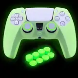 HLRAO PS5 Controller Skin Silikon Grip Glow in Dark Schutzhülle Kompatibel mit PS5 Controller + 8 FPS PRO Daumengriffe + 2 Stück Kappen.