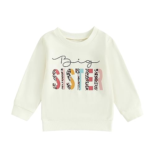 Yassiglia Baby Mädchen Schwester Matching Outfit Kinder Sweatshirt Neugeborene Langarm Strampler Big Sister Little Sister Outfits Herbst Kleidung (Beige A, 3-4 Years)