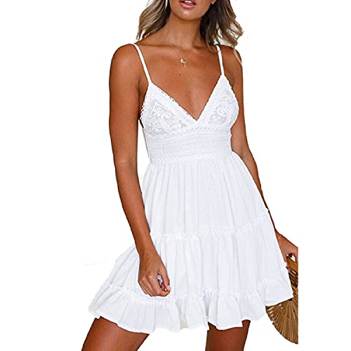 TBSCWYF Damen Sommerkleid Lose Casual Kleid Rundkragen Strandkleid Kleider MiniKleid Damen Blumendruck Kaftan Langes Kleid Strandkleid Pareo Cover ups