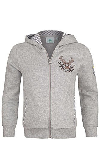 Isar-Trachten Unisex - Kinder Kinder Trachten Sweatjacke grau, Grau, 164