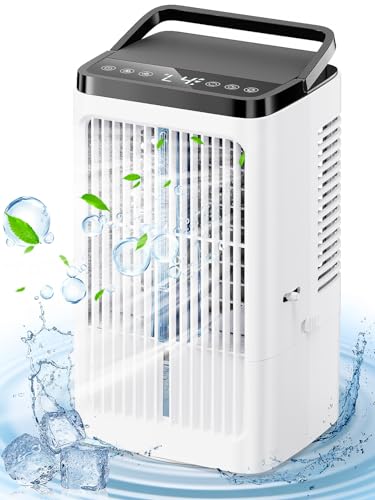 Mobile Klimaanlage, 1500ML-Ventilator, 4 Geschwindigkeiten, 7-farbige LED-Beleuchtung, 2 Sprühfunktionen und 1-8-Stunden-Timer – ideal für Schlafzimmer und Büros
