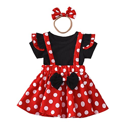 Lito Angels Minnie Mouse Kleid Kostüm Verkleidung mit Schleife Stirnband für Kleinkind Mädchen Größe 3-4 Jahre 104