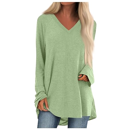 Damen Festliche 2023 Blusen Tunika Basic T-Shirts Rundhals Oberteile Bluse Oktober Elegant Herbstmode Langarmshirt Rosa Lustige Shirts Lose Pullover Druck Tops