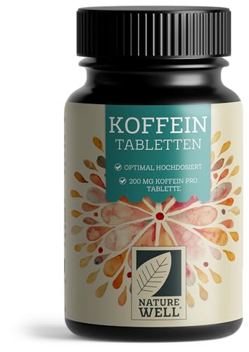 Koffeintabletten 365x - 200 mg Koffein pro Tablette - optimal hochdosiert - laborgeprüft mit Zertifikat (Koffein-Gehalt & Reinheit) - ohne unerwünschte Zusätze - Vorrat für 365 Tage - 100% vegan