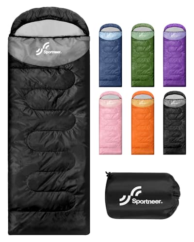 Schlafsack Outdoor - Sportneer Schlafsack Erwachsene und Kinder - Schlafsack Winter, Schlafsäcke, Camping Sleeping Bag Deckenschlafsack Leicht Tragbar für Camping Wandern Rucksackreisen