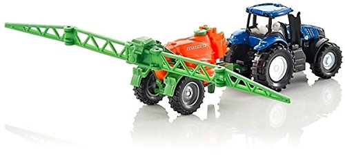 siku 1668, New Holland Traktor mit Feldspritze, Metall/Kunststoff, Blau/Orange, Bewegliches Spritzgestell