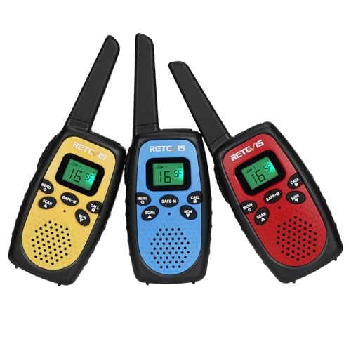 Retevis RT628S Walkie Talkie, Safe Mode Walkie Talkie 3er Set, RT628(2.0), Walkie Talkie Kinder Familienspiele, Camping, 3 Farben, 3er