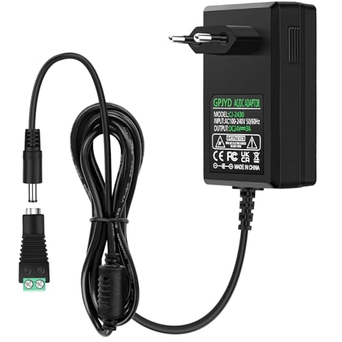 GPJYD 24V Netzteil 72W 3A, AC 100-240V auf dc 24V steckernetzteil LED Trafo, mit DC-Steckverbinder 24V LED Netzteil Adapter Transformatoren für 5050 2835 LED-Streifen