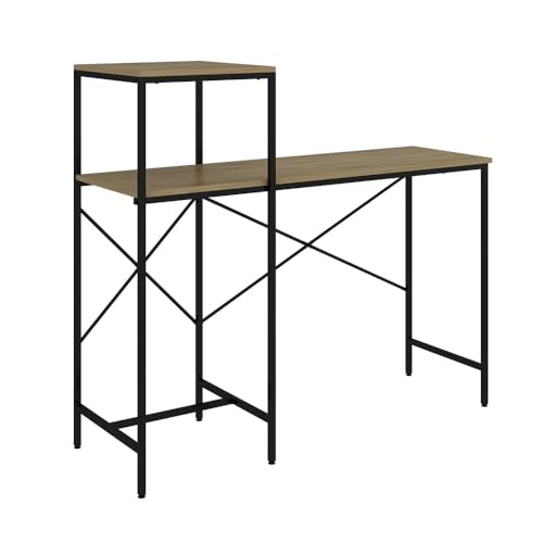 Vicco Schreibtisch Fyrk, Eiche/Schwarz, 120 x 40 cm mit Regal