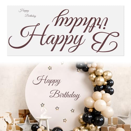 Happy Birthday Schild für Hintergrund, Selbstklebendes Großes Happy Birthday Aufkleberschild Happy Birthday Aufkleber in Brauner Schrift für Partyzubehör zum Geburtstag
