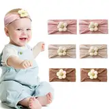 6 Stück Baby Blumen Stirnband, Nylon Baby Stirnbänder, Neugeborene Kleinkinder Haarbänder， Stirnbänder Baby Mädchen, Baby Stirnband, Baby Haarband, Baby Elastisch Turban Haarband