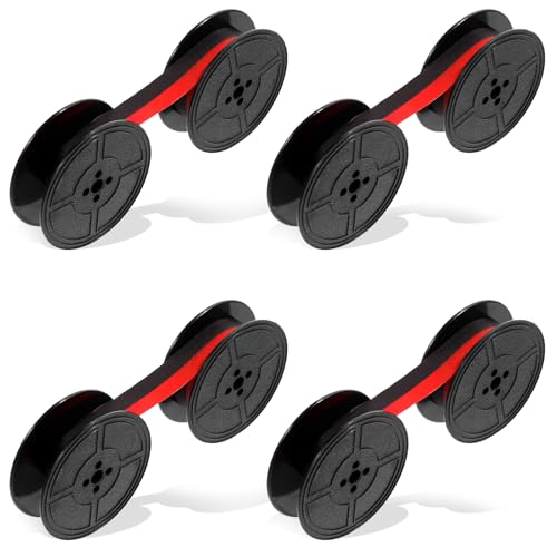 Giantree 4Stück Schreibmaschinenband, Farbband für Schreibmaschine, 50mm Durchmesser Universal-Schreibmaschinenband Kompatibel Mit Klassischen Modellen (Schwarz+Rot)