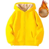 Teddy-Fleece Sweatjacke Jungen Mädchen mit Kapuze Plüsch Gefüttert Zipper Hoodie Jacke mit Taschen Langarm Kapuzenpullover Fleecejacke Kinder Herbst Winterjacke Casual Übergangsjacke Plüschjacke