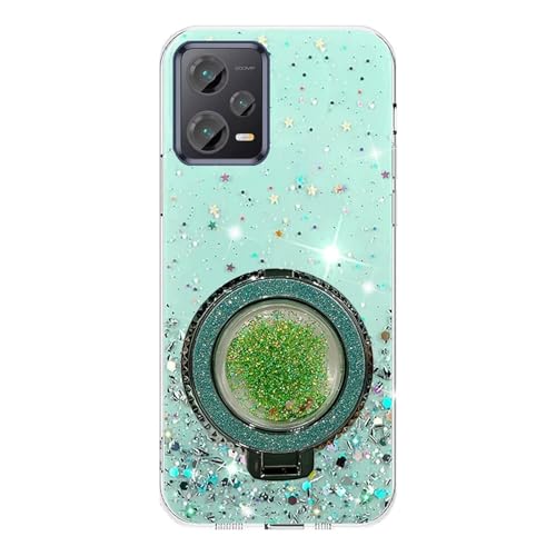 Miagon Treibsand Ständer Hülle Glitzer für Xiaomi Redmi Note 12 5G,Cute Dünn Crystal Schutzhülle Weiches Bling Transparent Case Bumper mit Flüssig Halter Kickständer