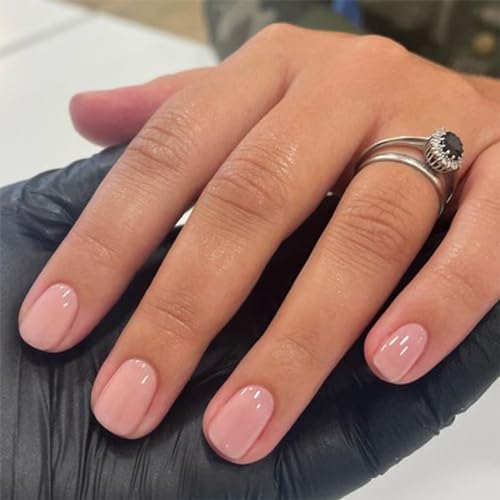 24 Stück Press on Nails Kurz - Square Nägel zum Aufkleben - Glänzend Rosa Künstliche Nägel - Fingernägel zum Aufkleben Acryl Full Cover für Frauen Mädchen Nail Art Maniküre (Leicht Rosa)