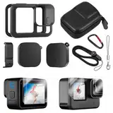 WUISOLQP für GoPro zubehör mit Batterietür staubdicht&Displayschutz&Gummihülle & Umhängeband &Objektivdeckel für Go pro Hero 13/12/11 Hero 10 Hero 9 Black Silikon Schutzhülle(Mit Aufbewahrungstasche)