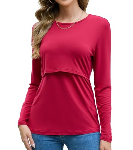 Sosolism Damen Stilltop Langarm Stillshirt Weiche Stillen T-Shirts Umstandsmode Tops