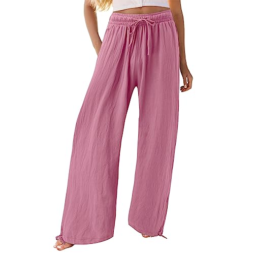 Cargohose für Damen, trendige Jogginghose, Baumwolle, Anzughose, Lederkonstruktion, bequem, leicht, Yoga, bequem, hot pink, L