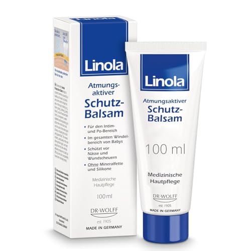 Linola Schutz-Balsam - 100 ml | Creme zum Schutz vor Scheuern und Wundwerden für den Intimbereich, Leistenbereich und Pofalten | Atmungsaktiver Schutzfilm für die Gereizte und Trockene Haut