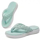 WateLves Flip Flops Kinder Zehentrenner Mädchen Badelatschen mit dicken Sohlen Sommer Strand und Pool Rutschfeste Zehensandalen(Mondgrün, 32EU)