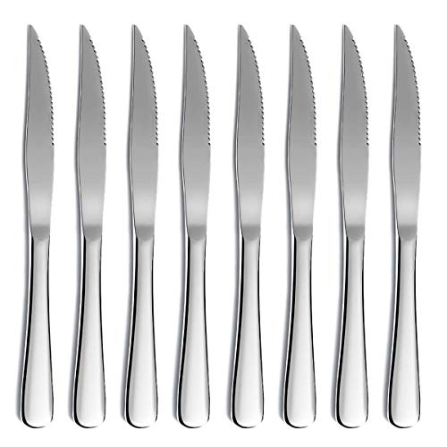 Kyraton Steakmesser-Set, Kyrtaon-Zackenmesser, Edelstahl-Scharfes Messer-Set, Tafelmesser-Set mit 8, Spülmaschinenfest, robust und leicht zu reinigen