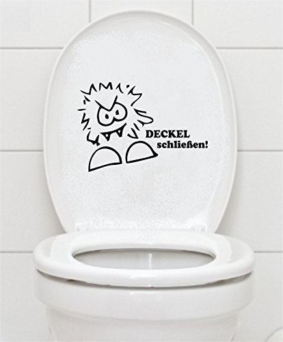 WC Aufkleber "DECKEL schließen" 16x23cm Bad Klo Toilettendeckel Wandtattoo B412 (weiß)