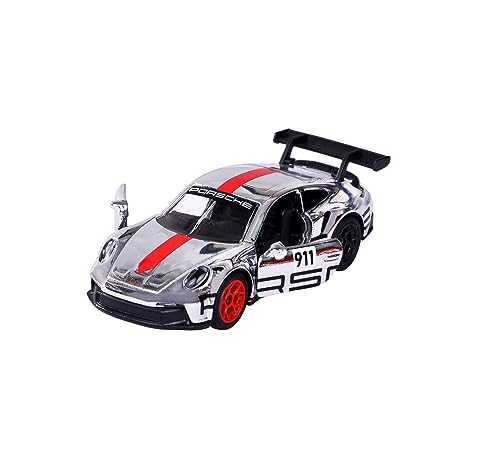 Majorette - Porsche Motorsport Deluxe 911 GT3 Cup in Silber - Modellauto (7,5 cm) aus der Porsche Deluxe Car Edition mit Sammelbox, Spielzeugauto für Kinder ab 3 Jahre