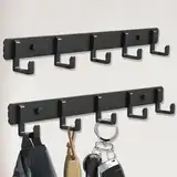 Bosdontek Kleiderhaken Wand, 2 Stück Garderobenhaken Kleiderhaken Metall Hakenleiste Garderobe Wand mit 5 Haken, Garderobenleiste Wandgarderobe Jackenhalter Wand für Badezimmer Küche (2 Stück)