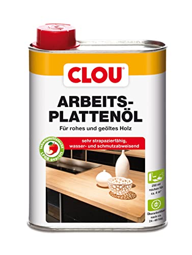 Clou Arbeitsplatten-Öl für rohes und geöltes Holz, wasserabweisende und abriebfeste Öl-Wachs-Kombination, 250ml